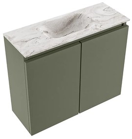 Mondiaz Ture DLux toiletmeubel 60cm army met wastafel glace midden met kraangat