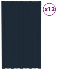 vidaXL Dakpanelen 12 st 80x45 cm gegalvaniseerd staal antracietkleurig