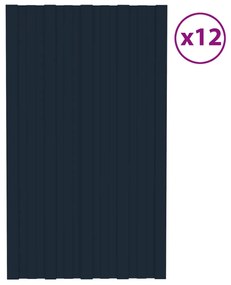 vidaXL Dakpanelen 12 st 80x45 cm gegalvaniseerd staal antracietkleurig