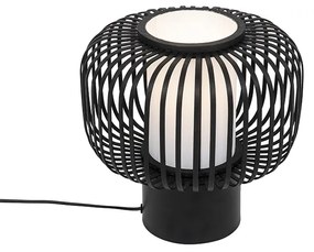 Moderne tafellamp zwart met bamboe - Bambuk Landelijk E27 rond Binnenverlichting Lamp