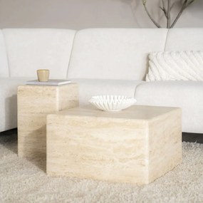 Travertin Salontafel Vierkant - 60 X 60cm.