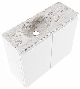 Mondiaz Ture DLux toiletmeubel 60cm talc met wastafel glace links zonder kraangat