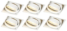 Set van 6 inbouwspot wit GU10 kantelbaar trimless - Oneon