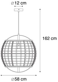 Stoffen Oosterse hanglamp bruin 58 cm - PascalOosters E27 Binnenverlichting Lamp