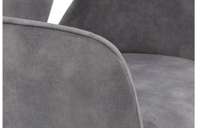 Goossens Eetkamerstoel Hera grijs velvet stof met armleuning, modern design