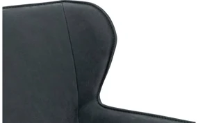 Goossens Excellent Eetkamerstoel Leogang blauw leer met armleuning en met wielenZwart skater wiel met zwarte kap, elegant chic