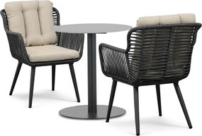 Tuinset Ronde Tuintafel 2 personen 70 cm Rope Grijs  Coco Custa/Como