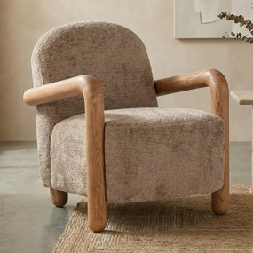 Fauteuil Met Hout Taupe