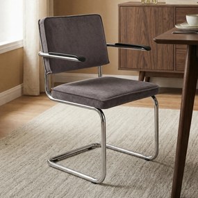 Zuiver Ridge Rib Eetkamerstoel Ribstof Grijs Met Arm