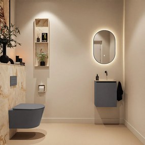 Mondiaz Ture DLux toiletmeubel 40cm dark grey met wastafel frappe rechts zonder kraangat