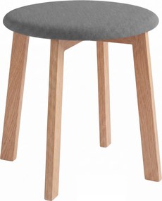 Mazzoni ZOI Grijs (stof Storm 97)/eiken onderstel - RONDE GESTOFFEERDE KRUK VOOR KEUKEN/WOONKAMER