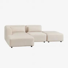 Linker Modulaire Chaise Longue Bank Van 2 Delen Met Poef Fogler Corduroy Linnen Beige - Sklum