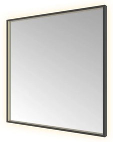 Hotbath &MORE Spiegel direct en indirect LED color changing spiegelverwarming met afstandsbediening Geborsteld zwart PVD SQU80MBP