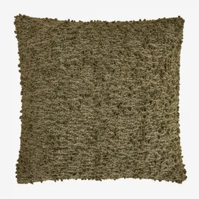 Vierkant Kussen 45x45 Cm In Bouclé Stof Zanero Groen – Intens Olijf - Sklum