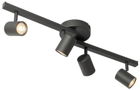 Plafondspot zwart GU10 50mm 4-lichts incl. backlight - Back Up