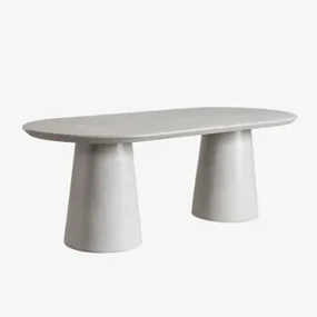 Ovale Eettafel In Cement (220x95 Cm) Noemi Zand Grijs - Sklum