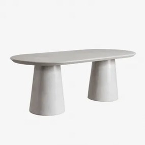 Ovalen Eettafel 220x95 Cm In Cement Noemi Zand Grijs - Sklum