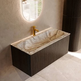 Mondiaz Kurve-dlux 100cm badmeubel shadow met 1 lade en wastafel big medium midden 1 kraangat glace