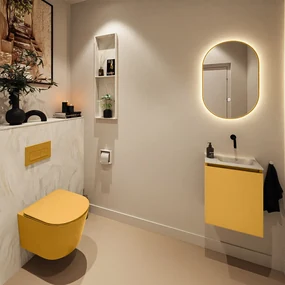Mondiaz Ture DLux toiletmeubel 40cm ocher met wastafel ostra rechts zonder kraangat
