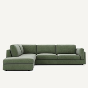 Omvormbare bank met hoek en longchair, fluweel, CÉSAR