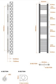 Eastbrook Wingrave handdoekradiator 30x160cm grijs mat 542W