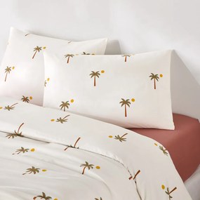 Bedset 30% gerecycled katoen, rechthoekige kussensloop, palmboomprint, PARADELA