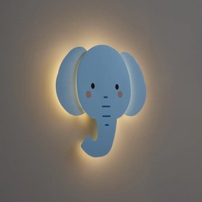 Kinder wandlamp blauw incl. LED 3-staps dimbaar - Ellie the Elephant