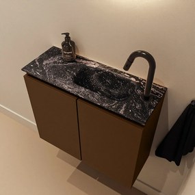 Mondiaz Ture DLux toiletmeubel 60cm rust met wastafel lava rechts met kraangat