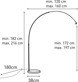 Moderne booglamp chroom verstelbaar zonder kap