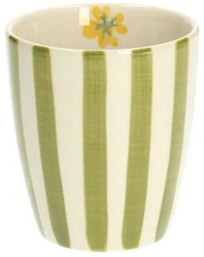Beker, steengoed, groen gestreept, Ø 7,5 cm