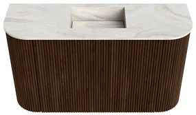 Mondiaz Joya DLux 75cm toiletmeubel ronding links/rechts walnut met wastafel faye midden zonder kraangat ostra