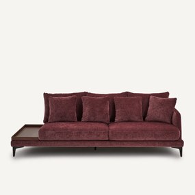 Halve bank met tafelblad, van gemengd fluweel, MODERNISTE