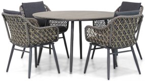 Tuinset Ronde Tuintafel 4 personen 125 cm Wicker Taupe  Lifestyle Garden Furniture Dolphin/Matale