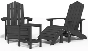 vidaXL Tuinstoelen Adirondack met voetenbank tafel HDPE antracietkleur