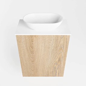 Mondiaz Fowy toiletmeubel 40cm washed oak met witte waskom midden zonder kraangat