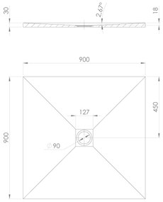 Polysan Treneca douchebak 90x90cm grijs mat