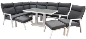 Pacific hoek dining loungeset 8 delig aluminium verstelbaar wit