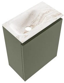 Mondiaz Ture DLux toiletmeubel 40cm army met wastafel frappe links met kraangat