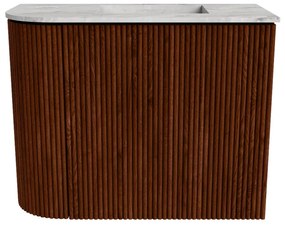 Mondiaz Joya DLux 50cm toiletmeubel ronding links ruby met wastafel faye rechts zonder kraangat glace