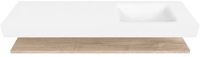 Zaro Alan badmeubel 160cm met planchet washed oak en vrijhangende wastafel cloud rechts 1 kraangat talc
