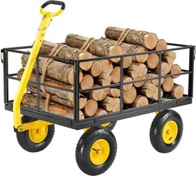 VEVOR Handkar 116,8 x 76 x 43 cm, transportkar, tuinkar, gereedschapskar, 2-in-1 handkar, met terreinbanden, afneembare gaaszijpanelen en 180° draaibare handgreep