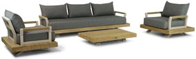 Stoel en Bank Loungeset 5 personen Aluminium/Teak Old teak greywash Santika Furniture Santika