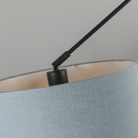 Hanglamp zwart met kap 35 cm lichtblauw verstelbaar - Blitz