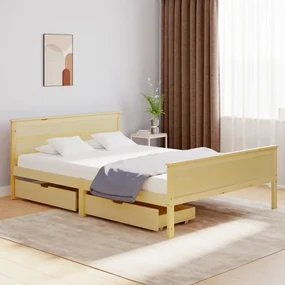 vidaXL Bedframe met 2 lades massief grenenhout 160x200 cm