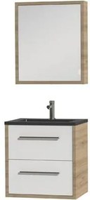 Tiger Boston badmeubel met spiegelkast en zwarte wastafel 60cm chalet eiken