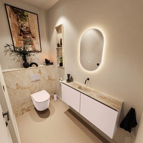 Mondiaz Ture DLux toiletmeubel 120cm rosee met wastafel frappe midden zonder kraangat