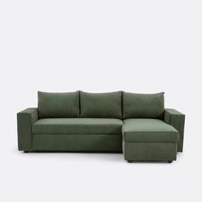 3-zits hoekslaapbank met opbergruimte, fijn ribfluweel, FLO