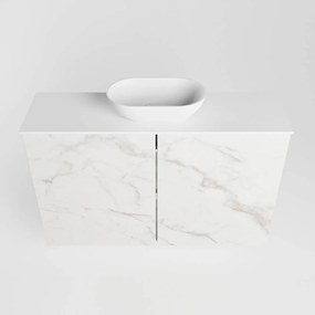 Mondiaz Fowy toiletmeubel 80cm Carrara met witte waskom midden en kraangat