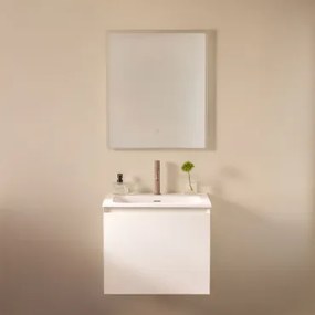 Macrae Houten Badkamermeubelset Met Geïntegreerde Wastafel Wit & Rechthoekige Led En Anticondens 60x70 Cm Tamsin & Bruin - Mokka - Sklum