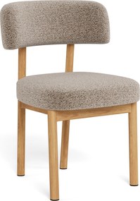 Mazzoni TORAY Latte Beige (stof Monza 60)/eiken naturel onderstel - GESTOFFEERDE EETKAMERSTOEL VOOR KEUKEN/EETKAMER